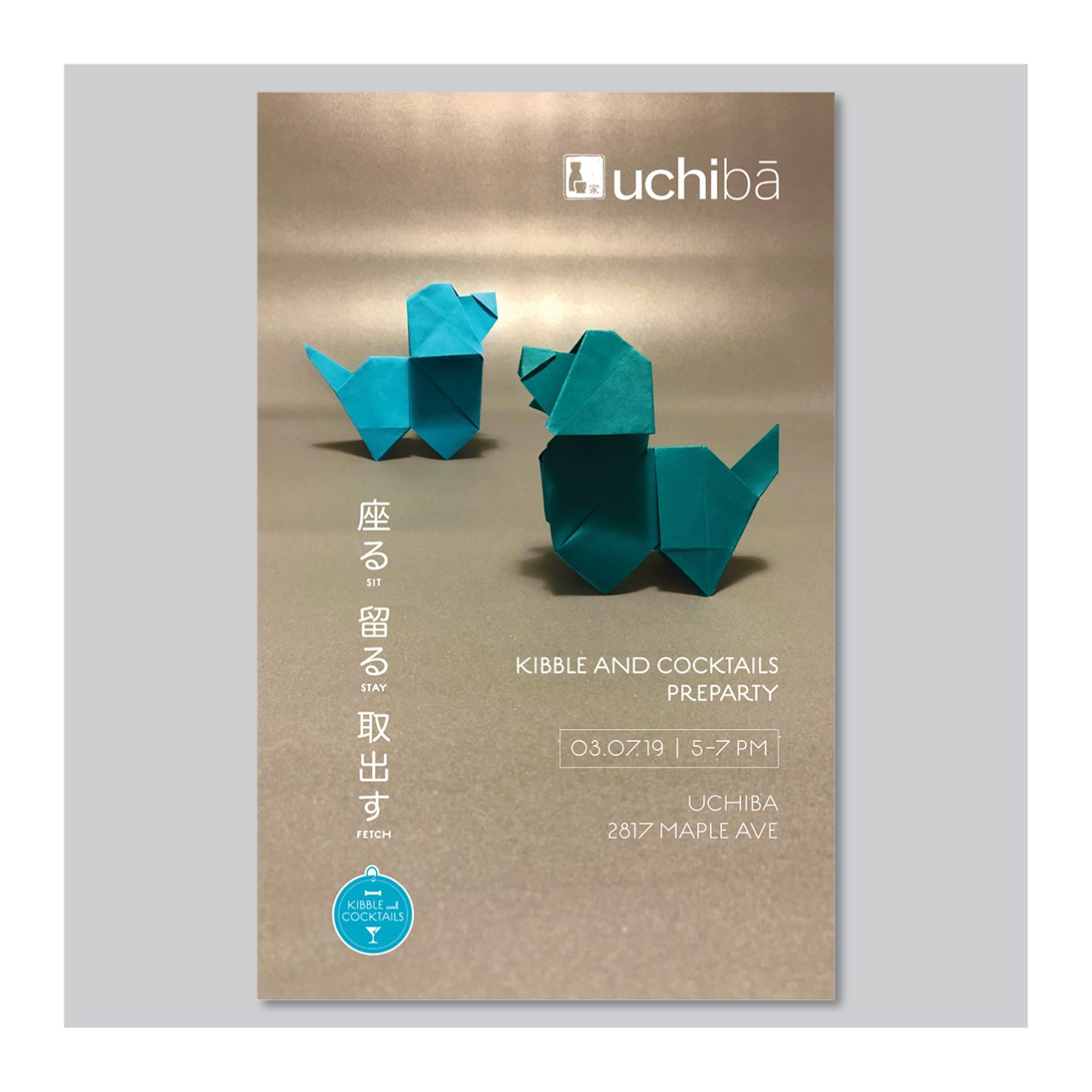 Pre-party poster for Kibble and Cocktails